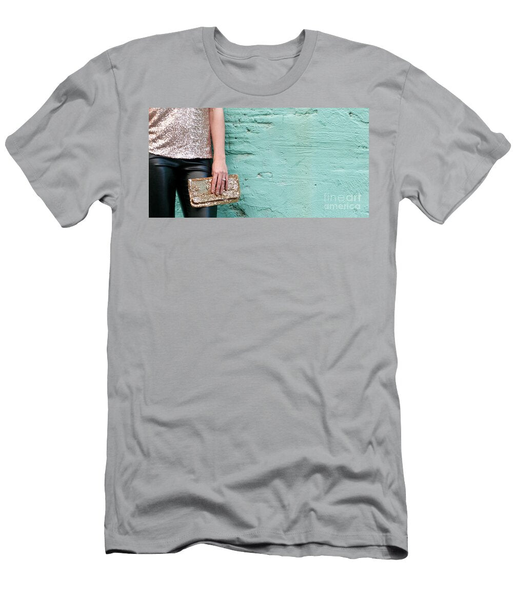 Blue Wall Gold Sequins Rick Piper Photography T-Shirt