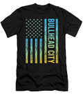 Blue Yellow USA Flag Bullhead City Colin Swift T-Shirt