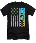 Blue Yellow USA Flag Greenwood Colin Swift T-Shirt