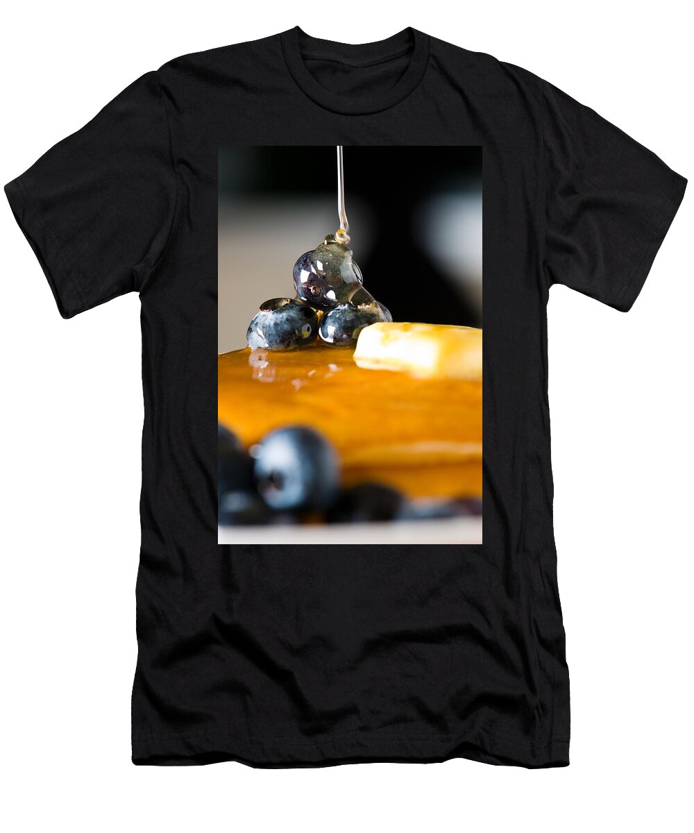 Blueberry Butter Pancake with Honey Maple Sirup Flowing Down Ulrich Schade T-Shirt