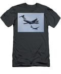 Boeing C 17 Globemaster Iii Escorting a De Havilland Dhc 4 Caribou Custom Aviation Art T-Shirt