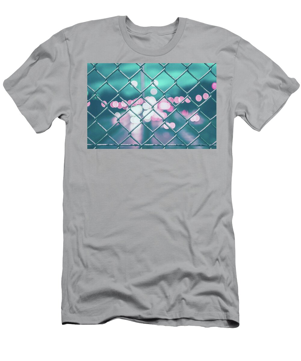 Bokeh By the Bridge Chain Link Fence with Bokeh Lights Julien T-Shirt