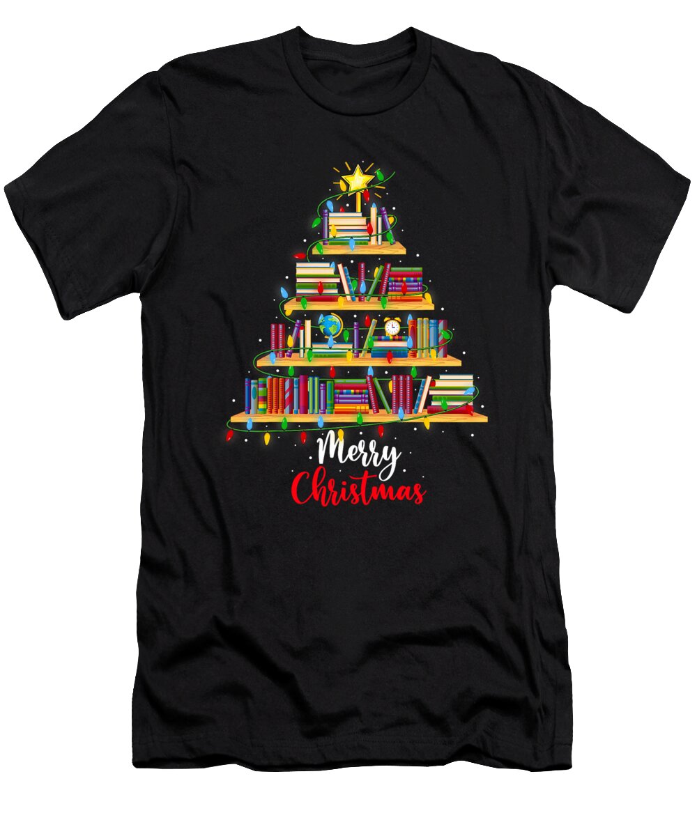 Book Christmas Tree Lights Book Lover Librarian Sophie Eleanor T-Shirt