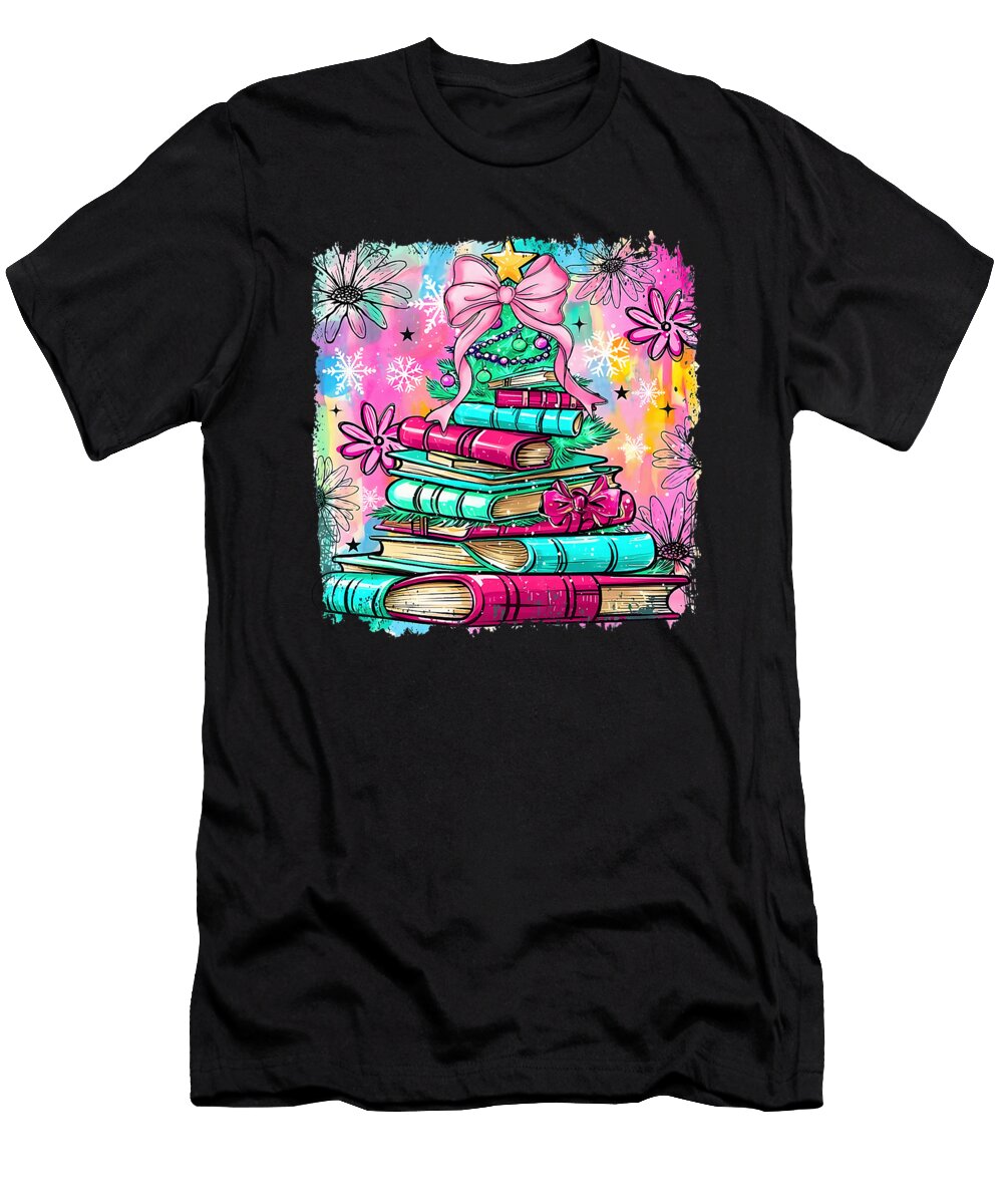 Book Christmas Tree Lights Teacher Librarian Sophie Eleanor T-Shirt