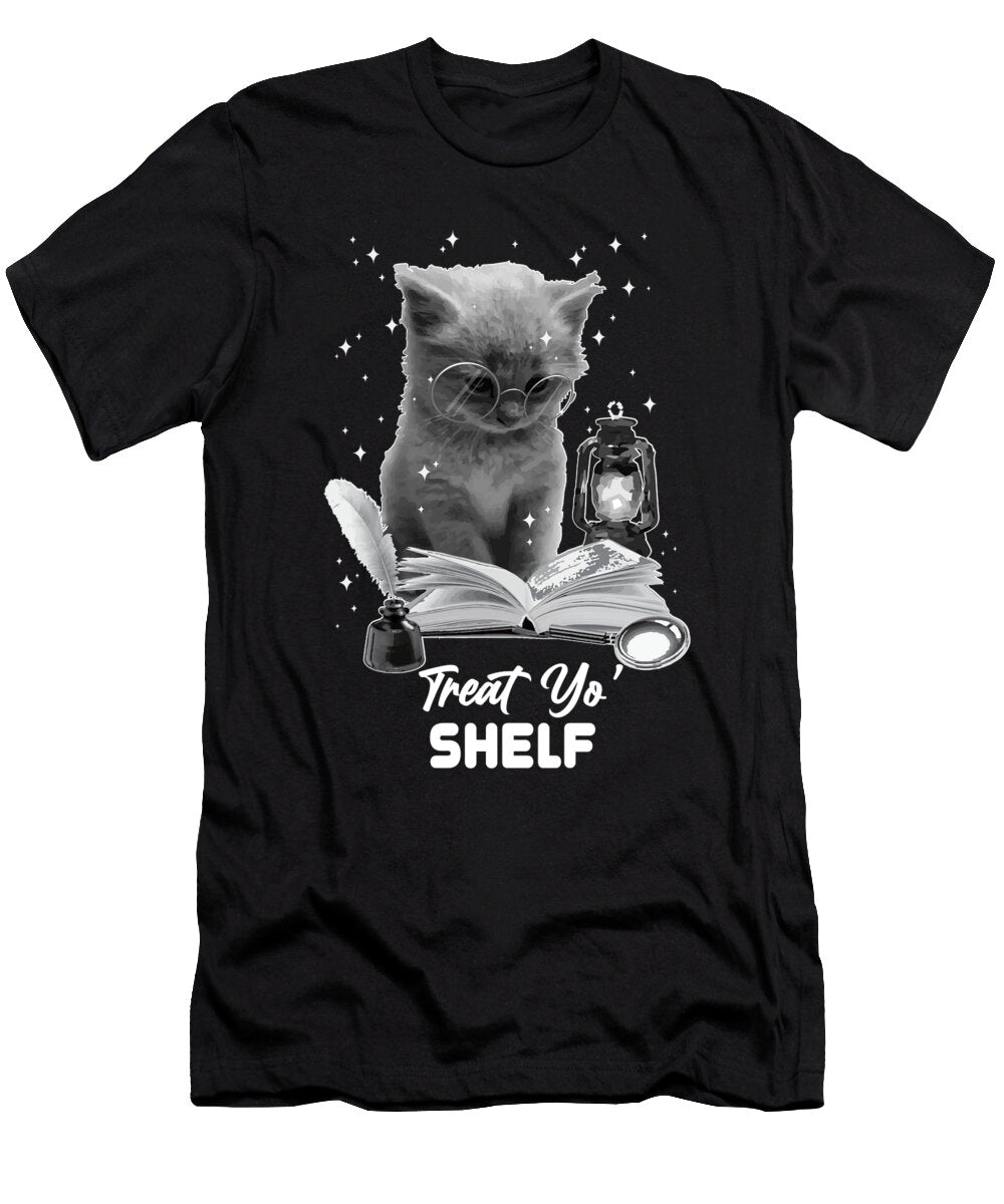 Book Lover Treat Yo Shelf Cat Reading Bookworm Bookish Maximus Designs T-Shirt