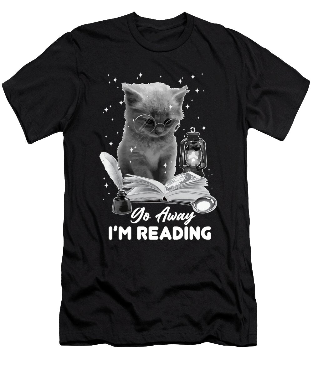 Bookish Go Away Im Reading Cat Reading a Book Bookworm Maximus Designs T-Shirt