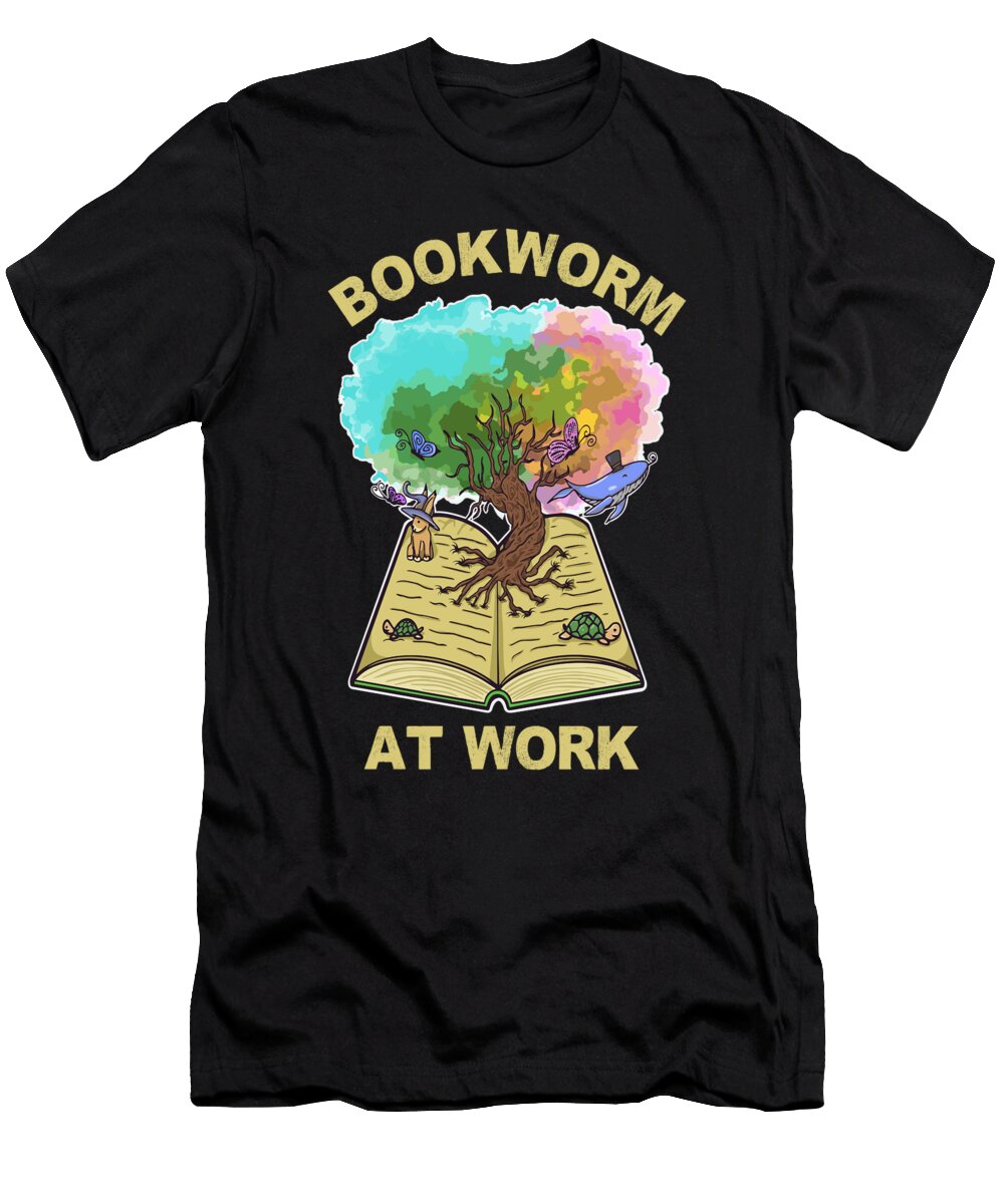 Bookworm At Work Bookaholic Librarian Tree of Life Bookish Maximus Designs T-Shirt