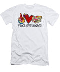 Bookworm Gift Peace Love Reading Quote Book Lovers Licensed Art T-Shirt