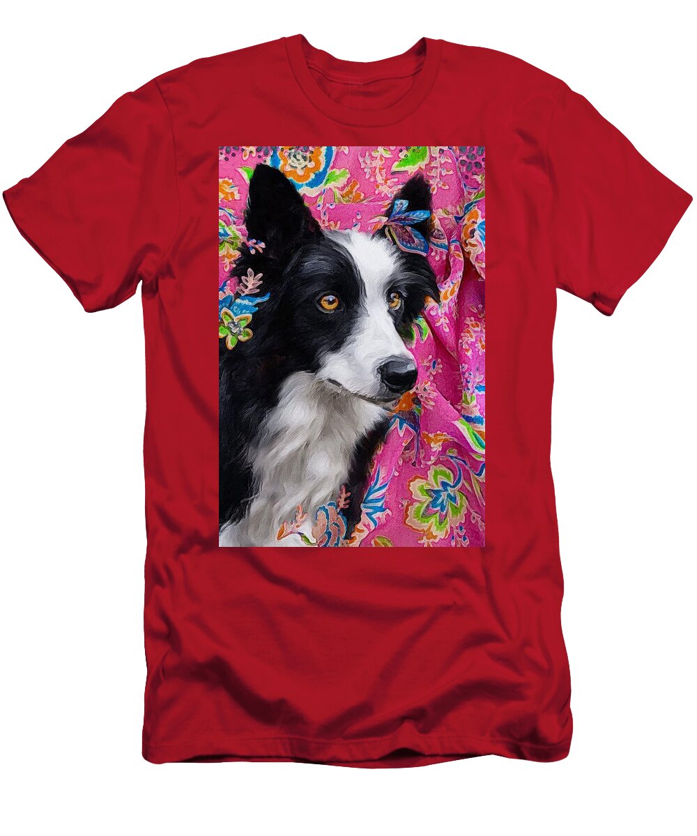 Border Collie on Pink Zelda Tessadori T-Shirt