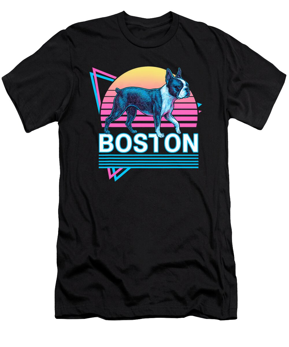 Boston Terrier Retro Vintage Synthwave Aesthetic Sophie Eleanor T-Shirt