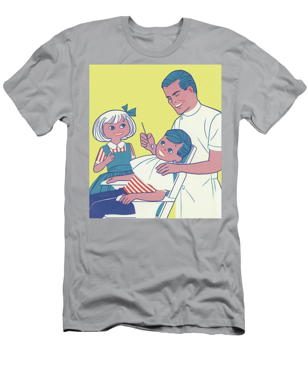 Boy and Girl At the Dentist Csa Images T-Shirt