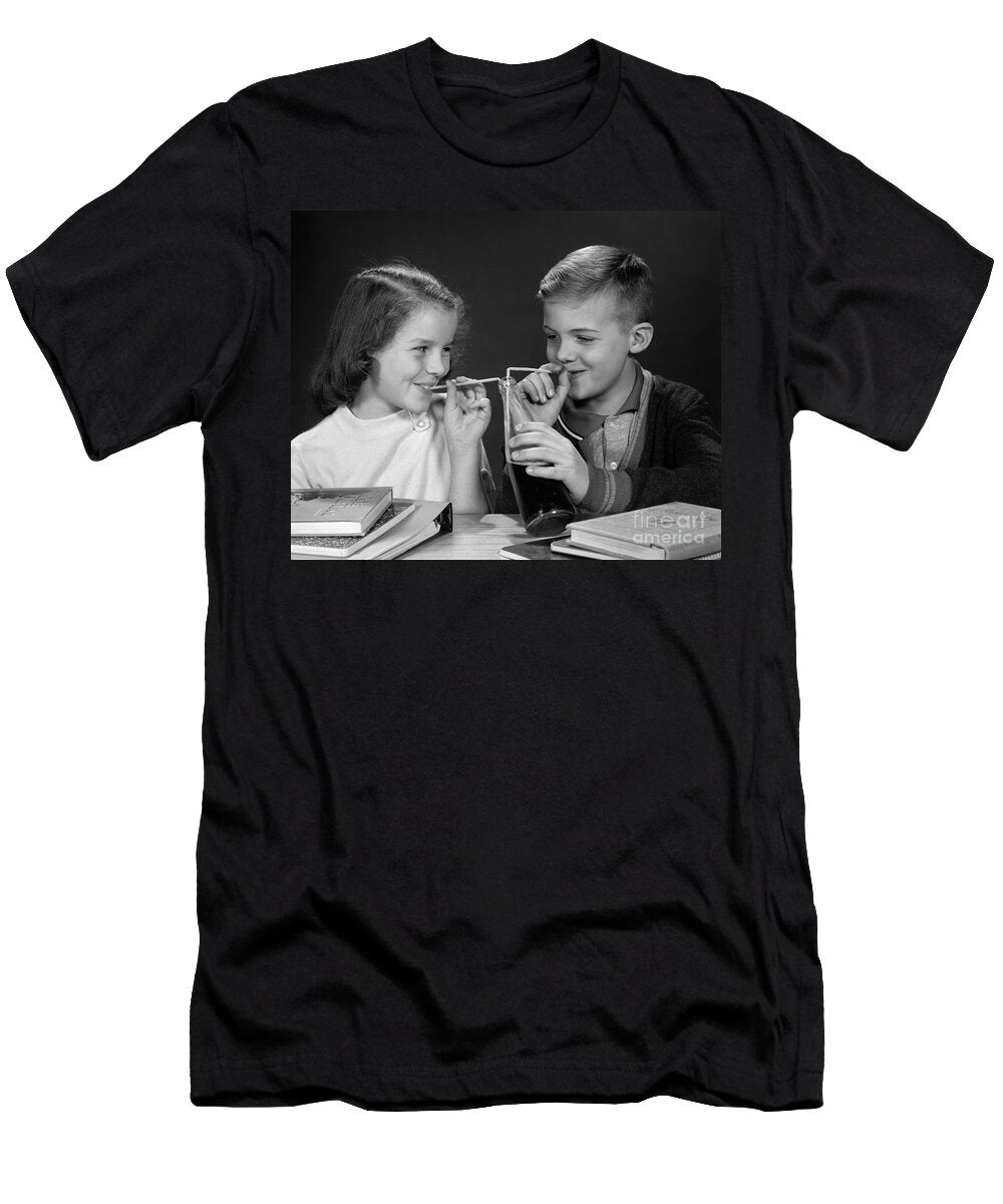 Boy and Girl Sharing Soda C 1960s H Armstrong Robertsclassicstock T-Shirt