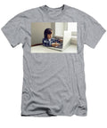 Boy Child Sits At a Table Near the Window with a Laptop and Communicates with Relatives Elena Saulich T-Shirt