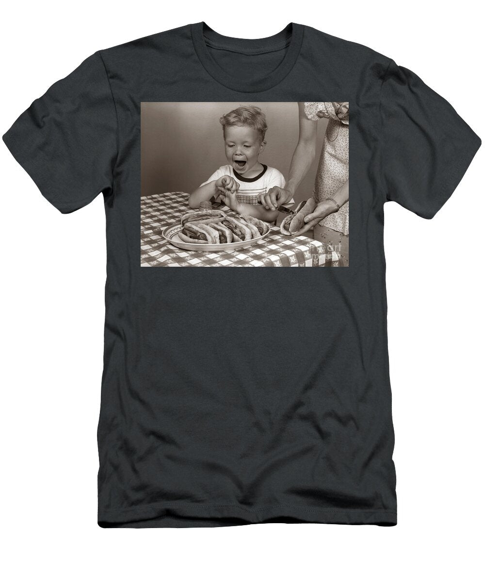 Boy Excited About Hot Dogs C1950s H Armstrong Robertsclassicstock T-Shirt