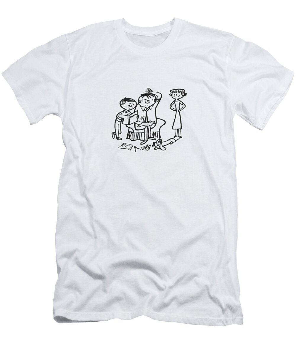 Boy Getting Help with Math Homework From His Confused Father While Mother Looks on Csa Images T-Shirt
