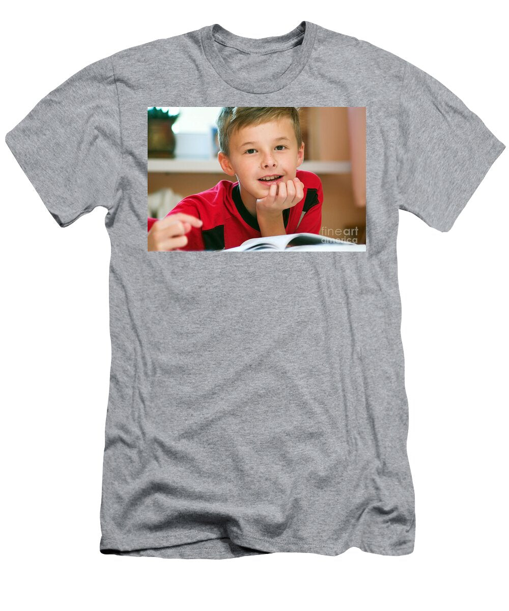 Boy Reading Book Portrait Michal Bednarek T-Shirt