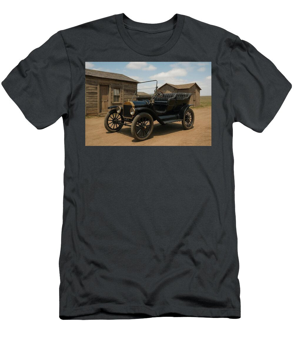 Brass Era Ford Model T Touring At a Prairie Homestead Street Cathy Anderson T-Shirt