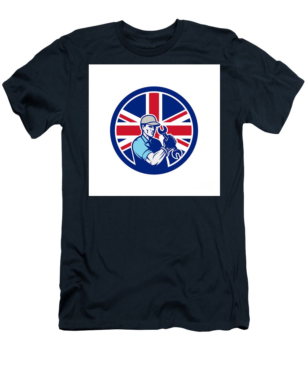 British Auto Mechanic Union Jack Flag Icon Aloysius Patrimonio T-Shirt