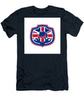British Auto Repair Shop Union Jack Flag Crest Aloysius Patrimonio T-Shirt
