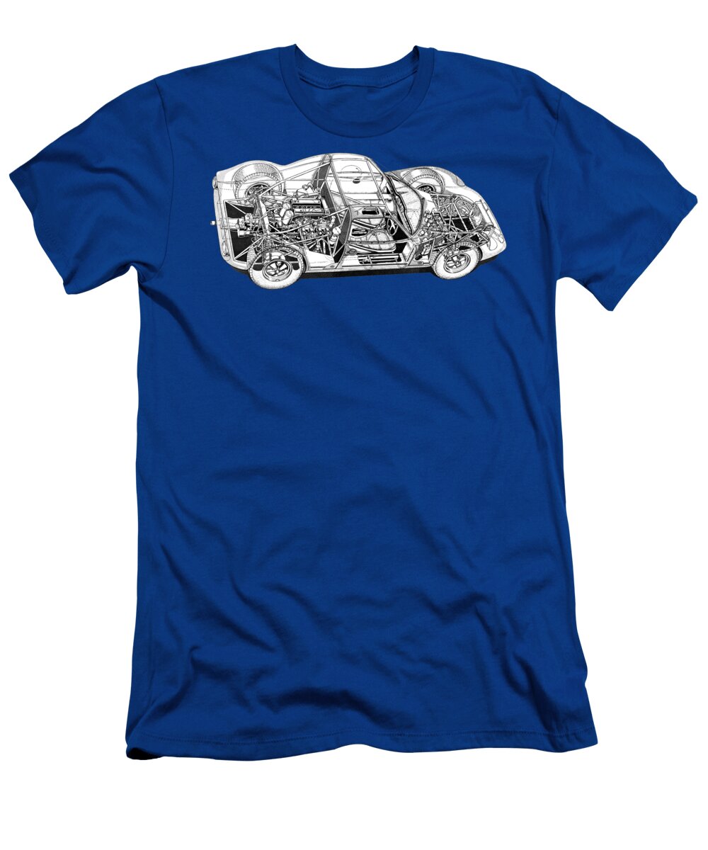 British Light Race Car Chevron B6 Cutaway Automotive Art Vladyslav Shapovalenko T-Shirt