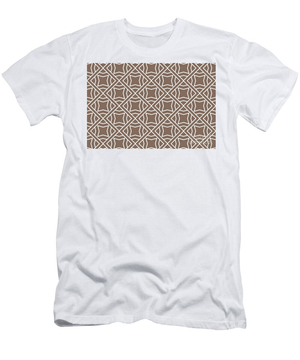 Brown and White Modern Stripe Cube Tile Pattern 2 Pairs De 2022 Trending Color Wandering Road De6076 Petite Pattern Minimal Graphic Designs T-Shirt