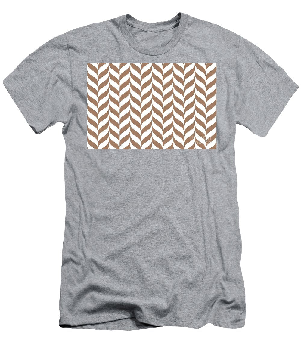 Brown and White Pretty Herringbone Pattern Petite Pattern Minimal Graphic Designs T-Shirt