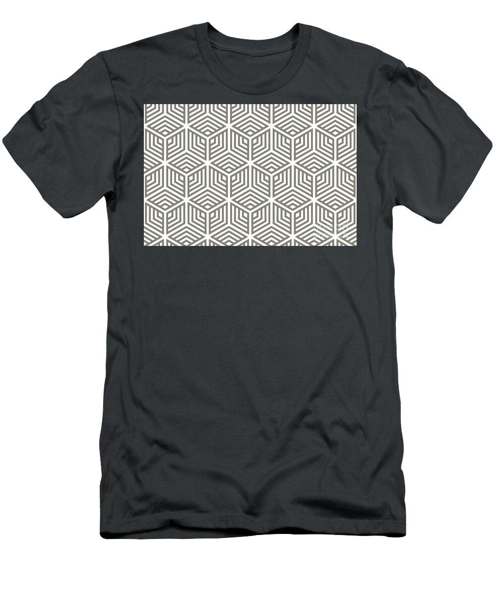 Brown and White Striped Cube Geometric Pattern 2022 Popular Colour Fireplace Mantel 0569 Petite Pattern Minimal Graphic Designs T-Shirt