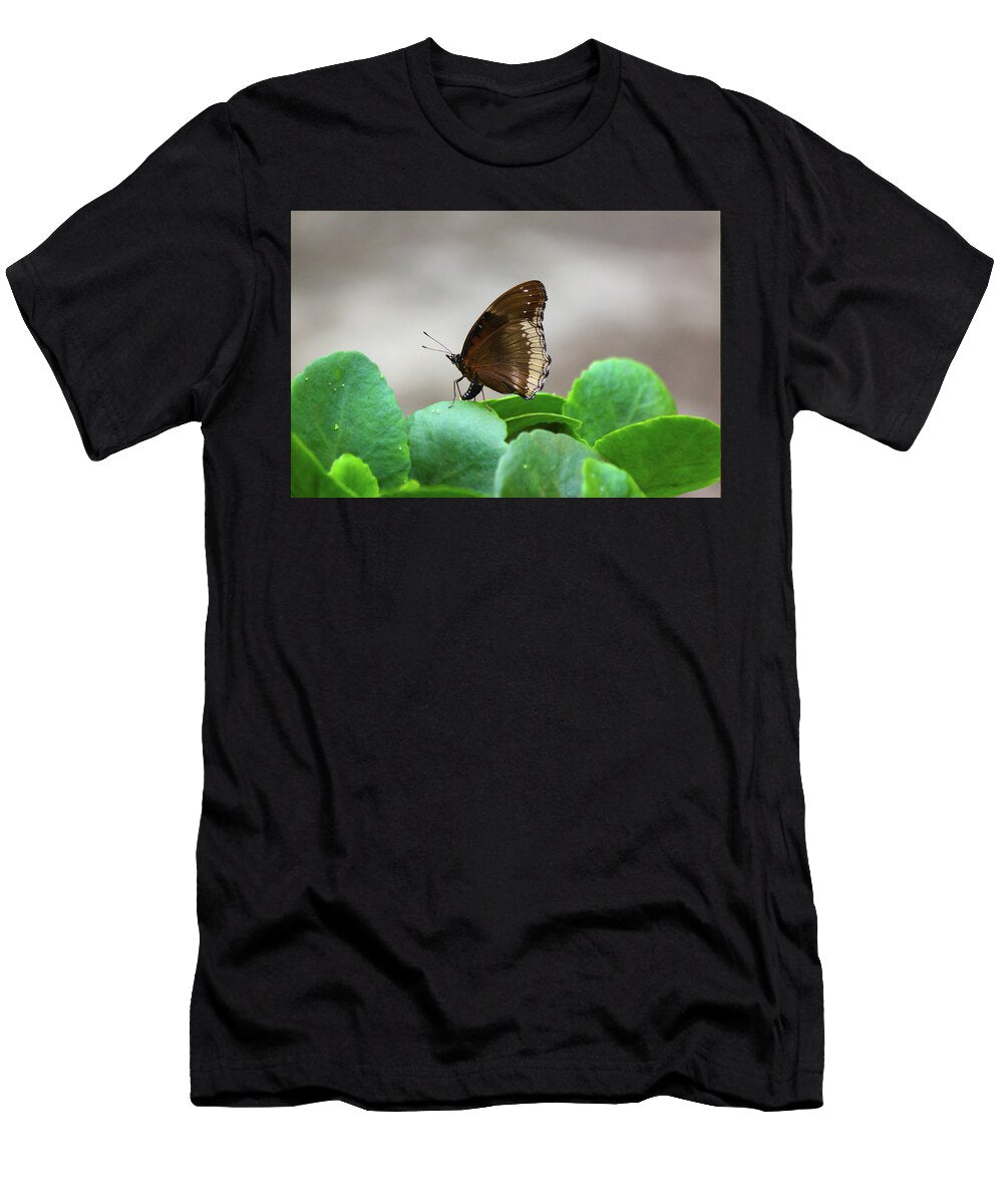 Brown Butterfly on Green Leaves Jane Kirby T-Shirt