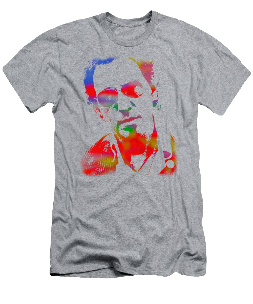 Bruce Springsteen Watercolor Portrait on Worn Distressed Canvas Design Turnpike T-Shirt