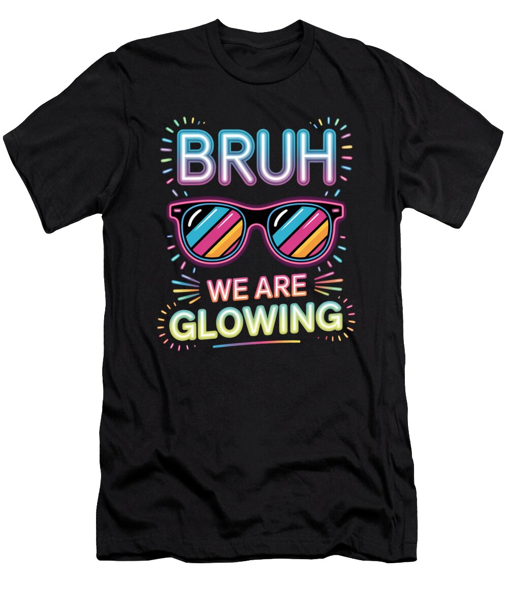 Bruh We Are Glowing Retro Sunglasses Moon T-Shirt