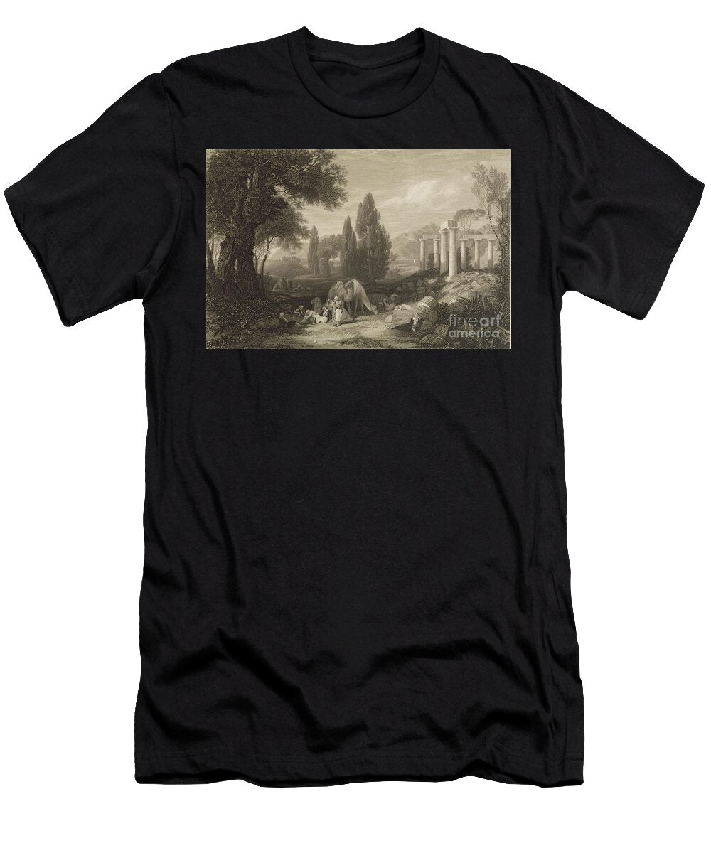 Bryons Dream Engraved By James T Willmore 1800 63 1833 Black and White Litho Charles Lock Eastlake T-Shirt