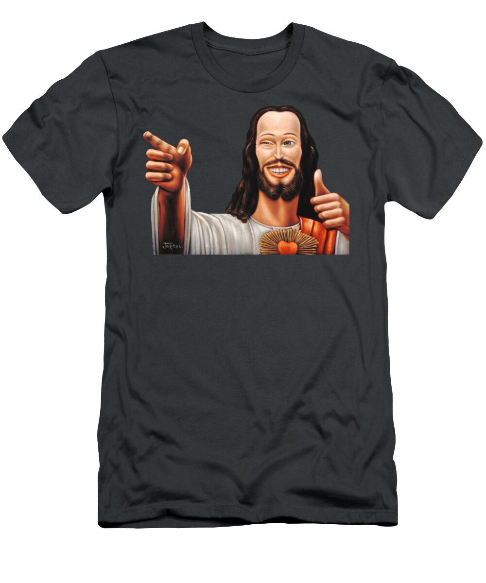 Buddy Jesus Christ Oil on Velvet By Jorge Torrones Ver2 Jorge Terrones T-Shirt