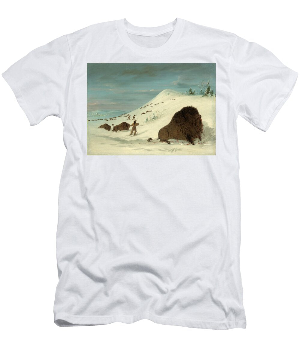Buffalo Lancing in the Snow Drifts Sioux George Catlin T-Shirt