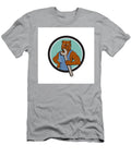 Bulldog Mechanic Holding Wrench Circle Cartoon Aloysius Patrimonio T-Shirt