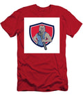 Bulldog Mechanic Holding Wrench Shield Cartoon Aloysius Patrimonio T-Shirt