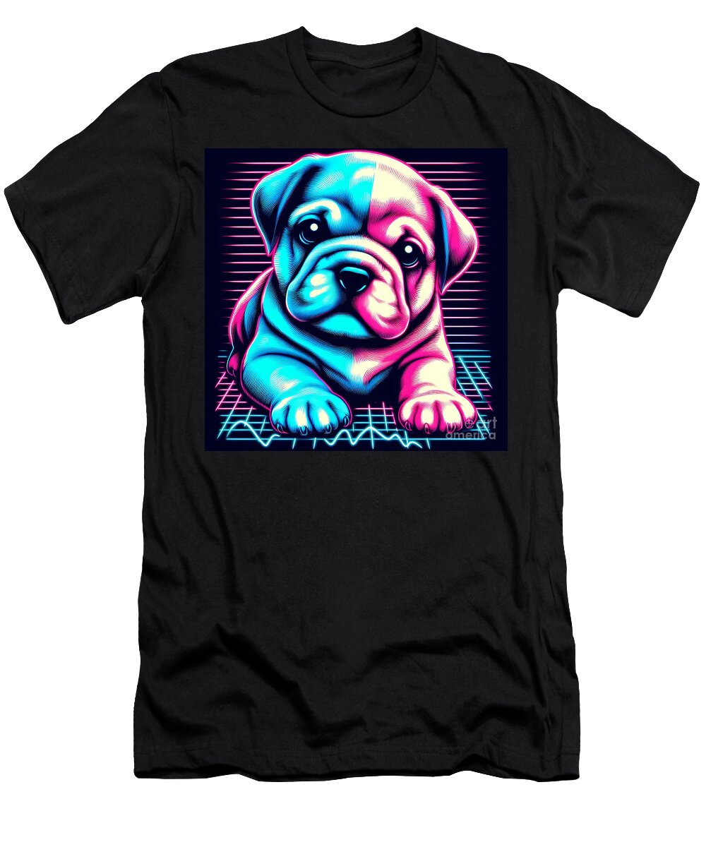 Bulldog Synthwave Jay Effe T-Shirt