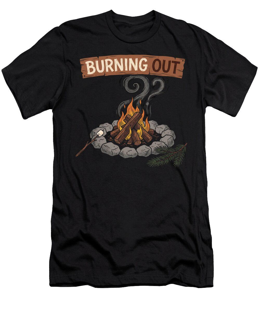 Burning Out Campfire Scene Outdoor Aesthetic T-Shirt