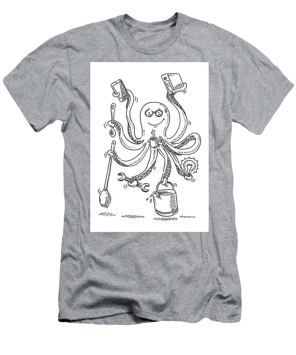 Busy Octopus Work Chores Balance Drawing Frank Ramspott T-Shirt