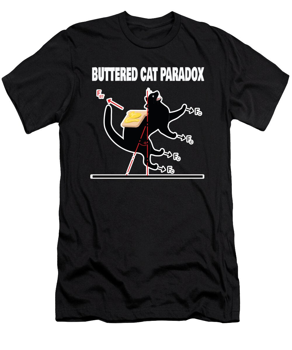 Buttered Cat Paradox Math Physics Cat Moon T-Shirt