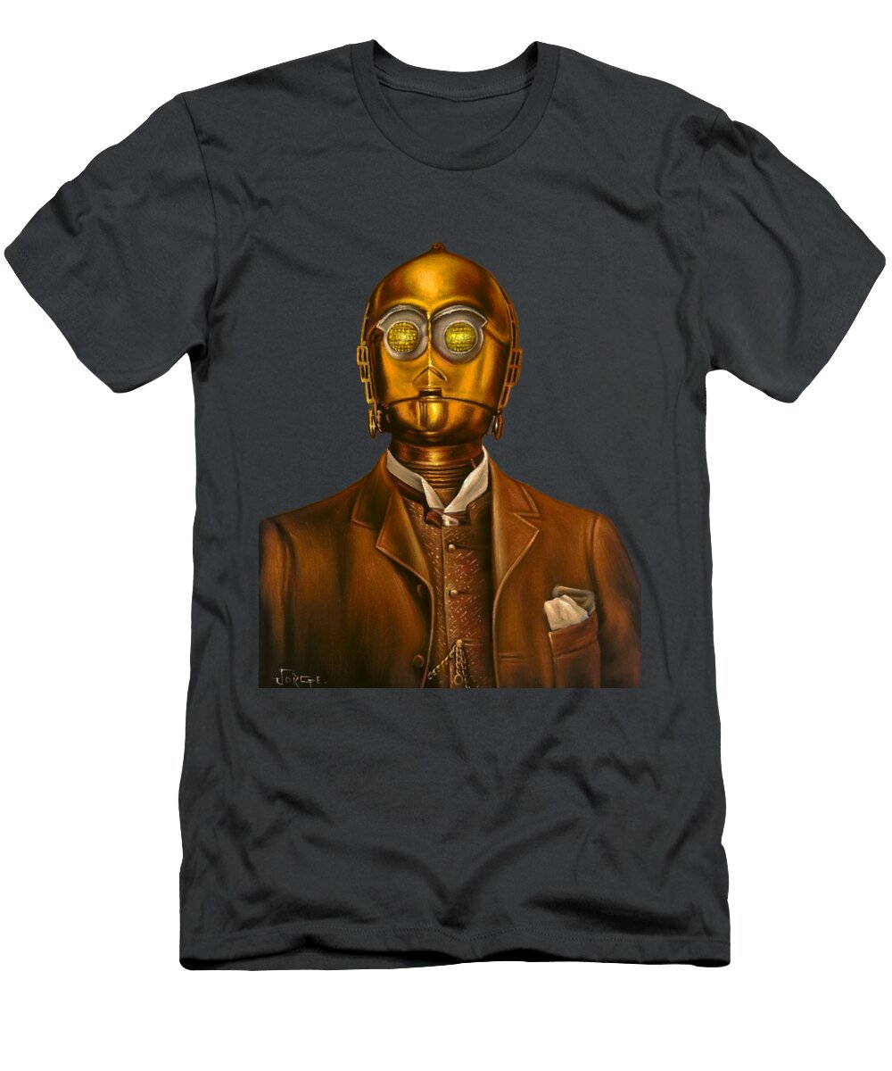 C 3po in Suit Oil on Velvet From Velvetifycom Jorge Terrones T-Shirt