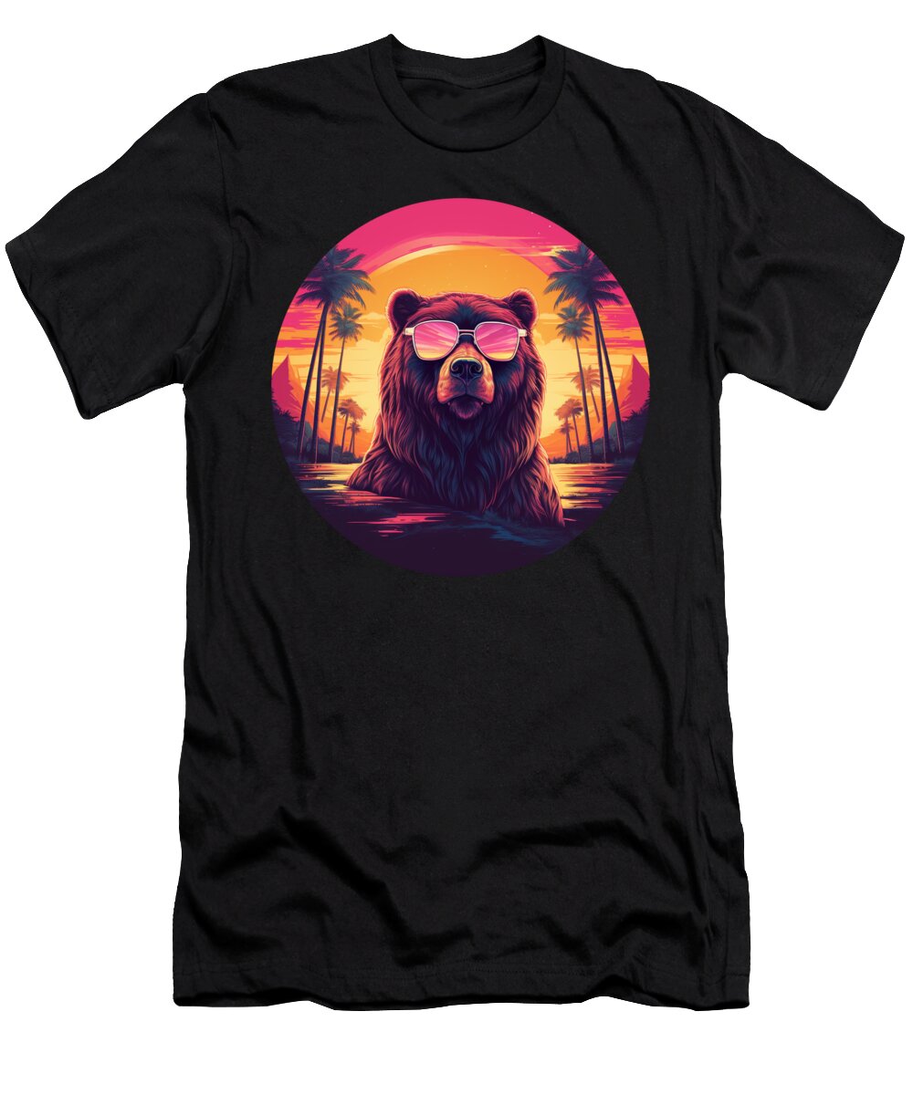 California Grizzly Bear in 80s Retro Style Shree Goldman T-Shirt