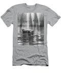 Calm Waters Boat on the Peaceful Lake in Gray Watercolor Irina Sztukowski T-Shirt