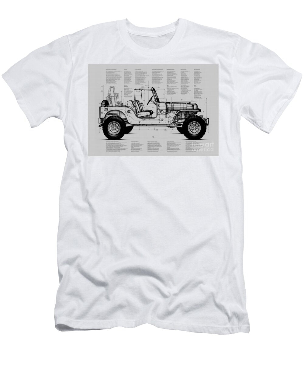 Car Auto Vehicle Monochrome Rubicon Geometric Sketch Wrangler Xtreme Pencil Jeep Unlimited Minimal 392 Recon Clint Mclaughlin T-Shirt