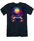Car Driving Through Halloween Night with Pumpkins and Large Moon Owen Mike T-Shirt
