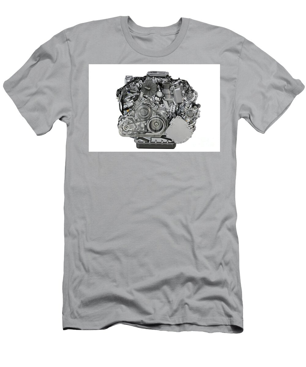 Car Engine Front View Isolated on White Goce Risteski T-Shirt