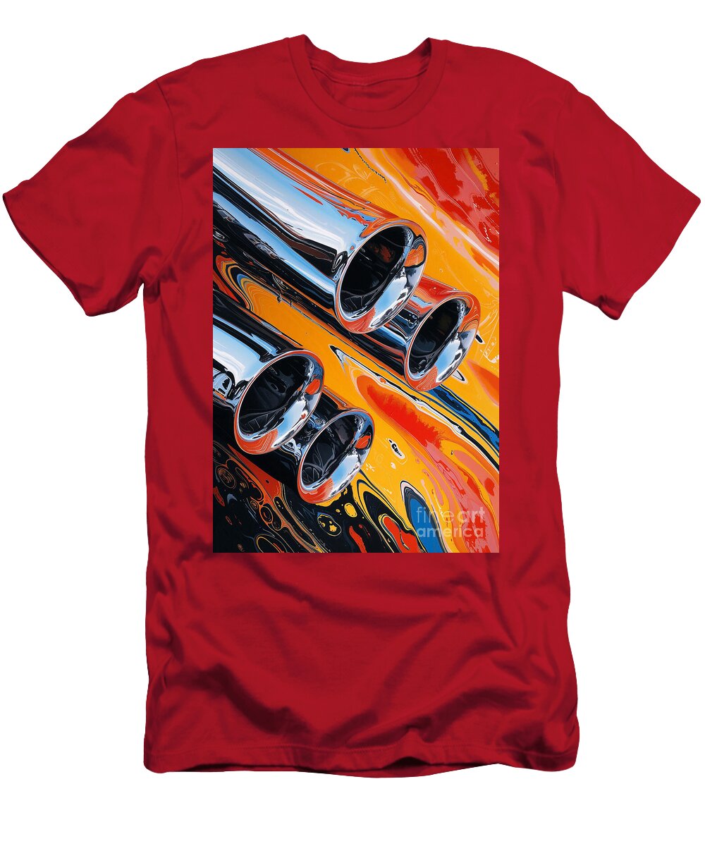 Car for Man Close Up of Mustang Exhaust Pipes Gift for Husband Destiney Sullivan T-Shirt