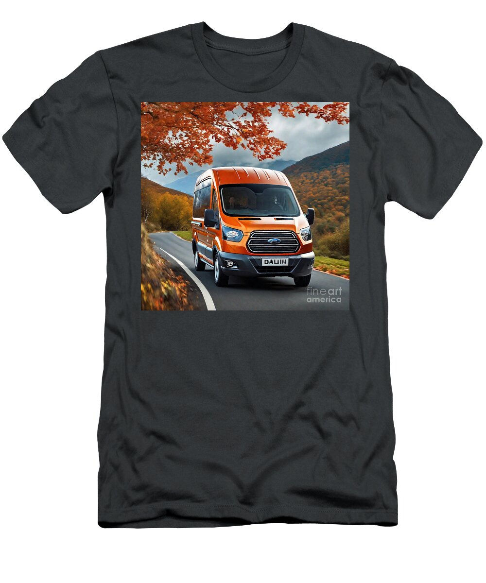 Car Ford Transit Chassis Cab with Vibrant Autumn Foliage Destiney Sullivan T-Shirt
