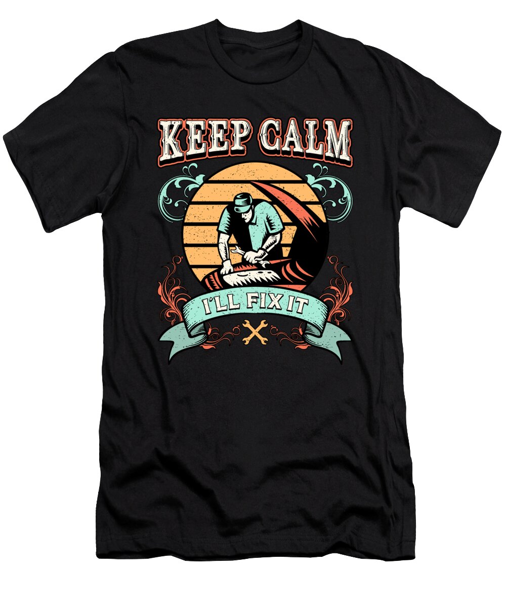 Car Mechanic Mechanics Keep Calm Funny Gift Idea Tshirtconcepts Marvin Poppe T-Shirt
