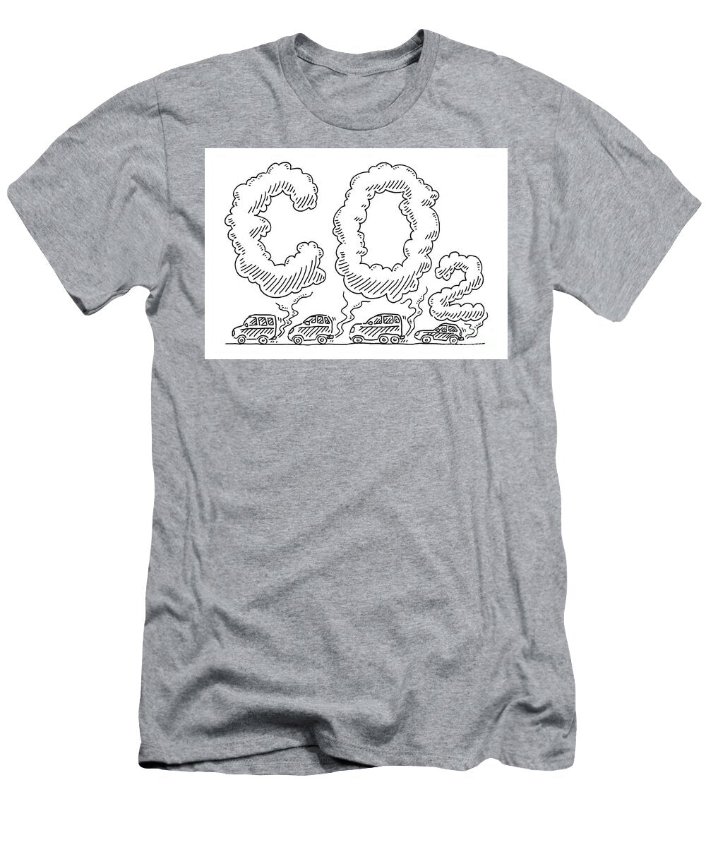 Car Traffic Carbon Emissions Drawing Frank Ramspott T-Shirt