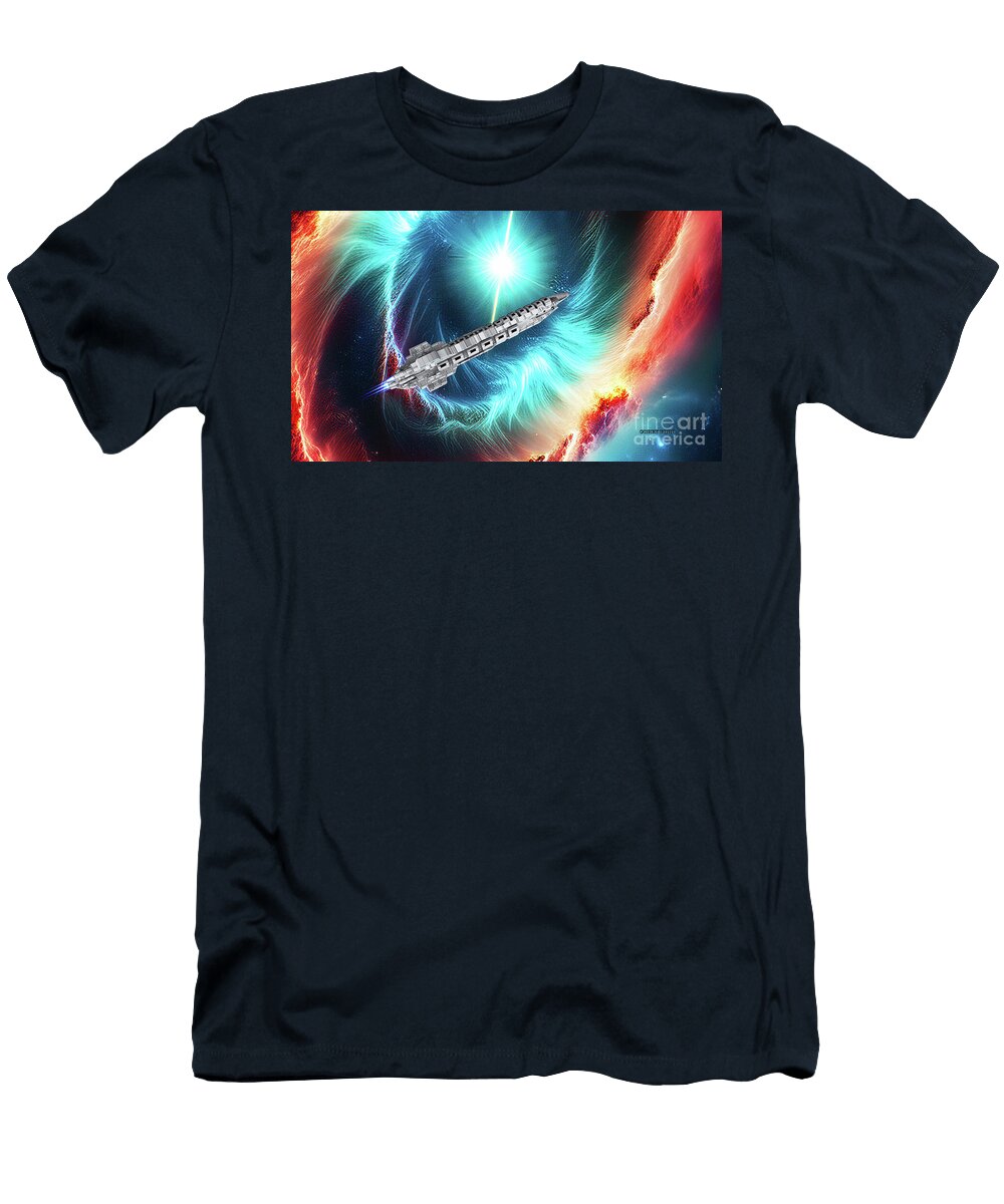 Cargo Ship Passes a Nebula Corey Ford T-Shirt